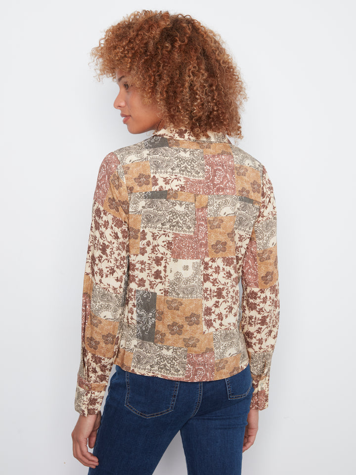 Long Sleeve Shirt with Twisted Front & Buttons