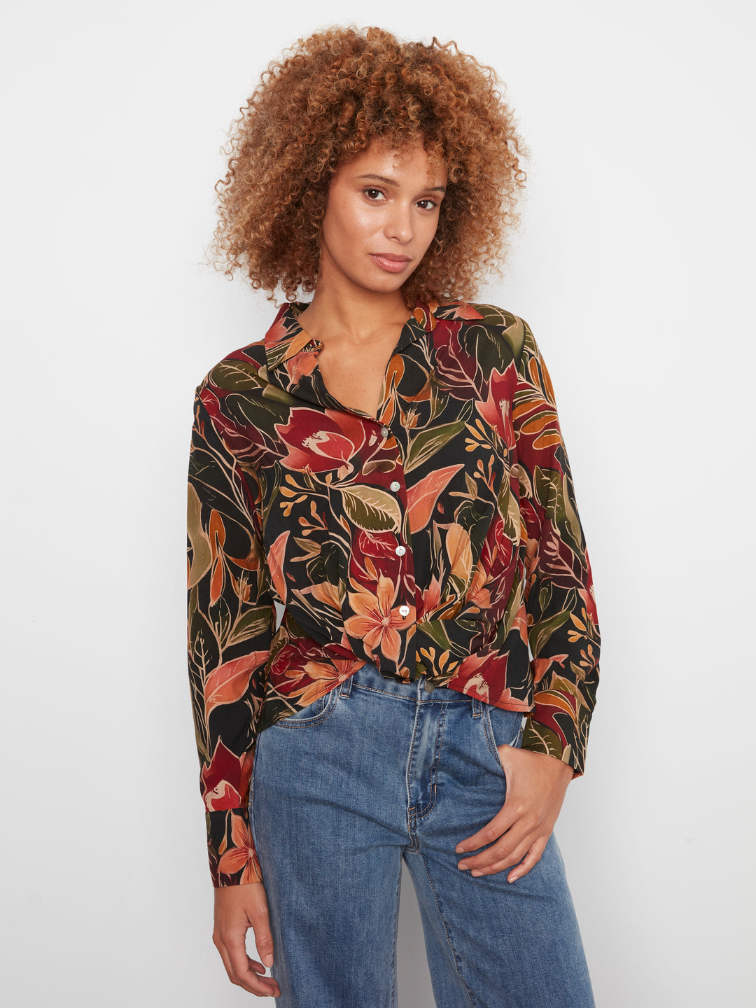Long Sleeve Shirt with Twisted Front & Buttons