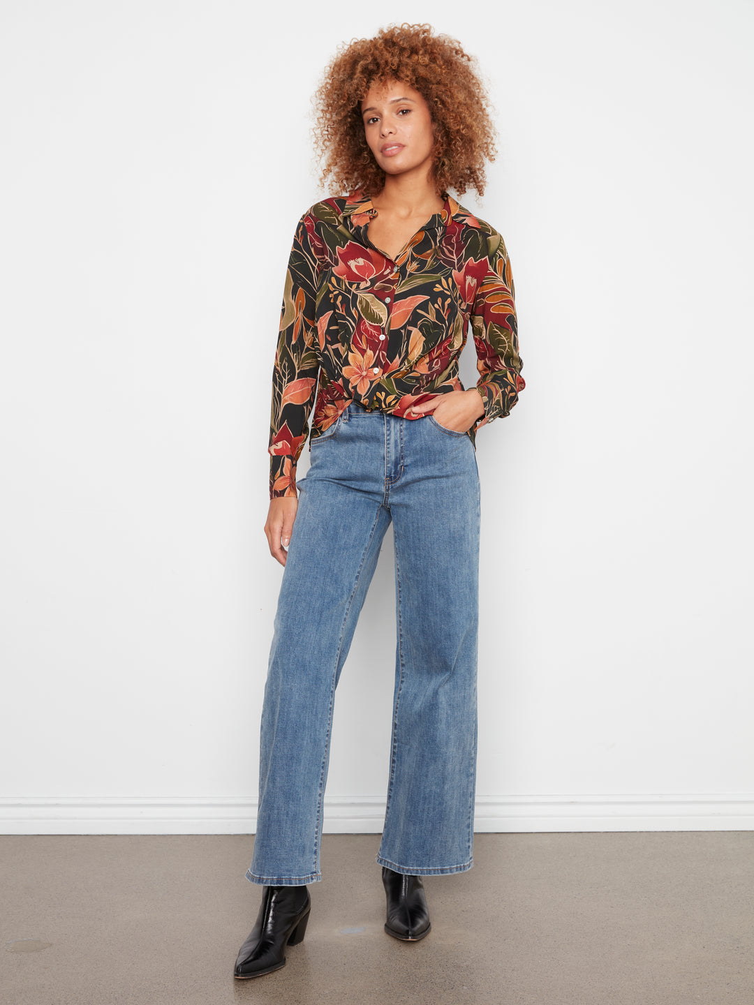 Long Sleeve Shirt with Twisted Front & Buttons