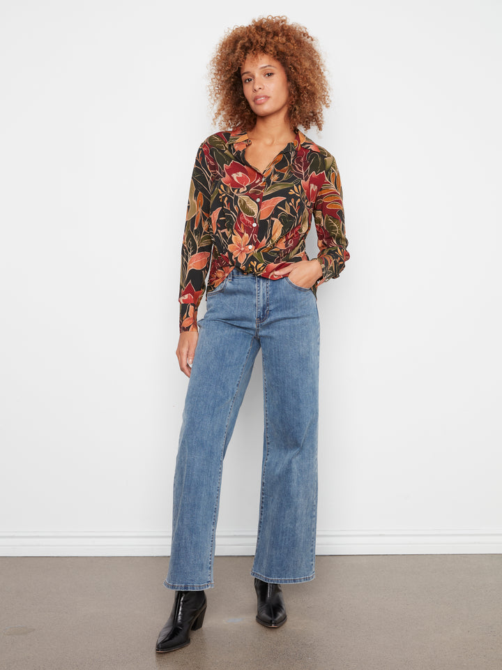 Long Sleeve Shirt with Twisted Front & Buttons