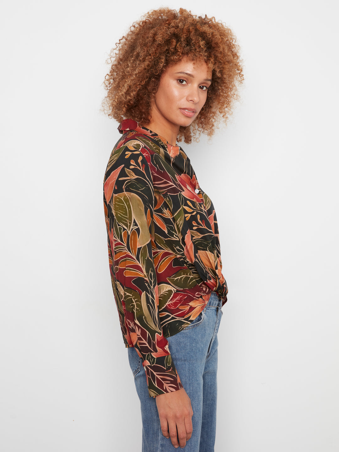 Long Sleeve Shirt with Twisted Front & Buttons