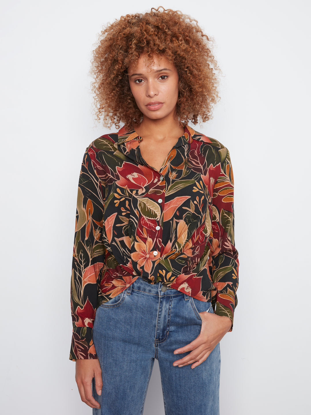 Long Sleeve Shirt with Twisted Front & Buttons