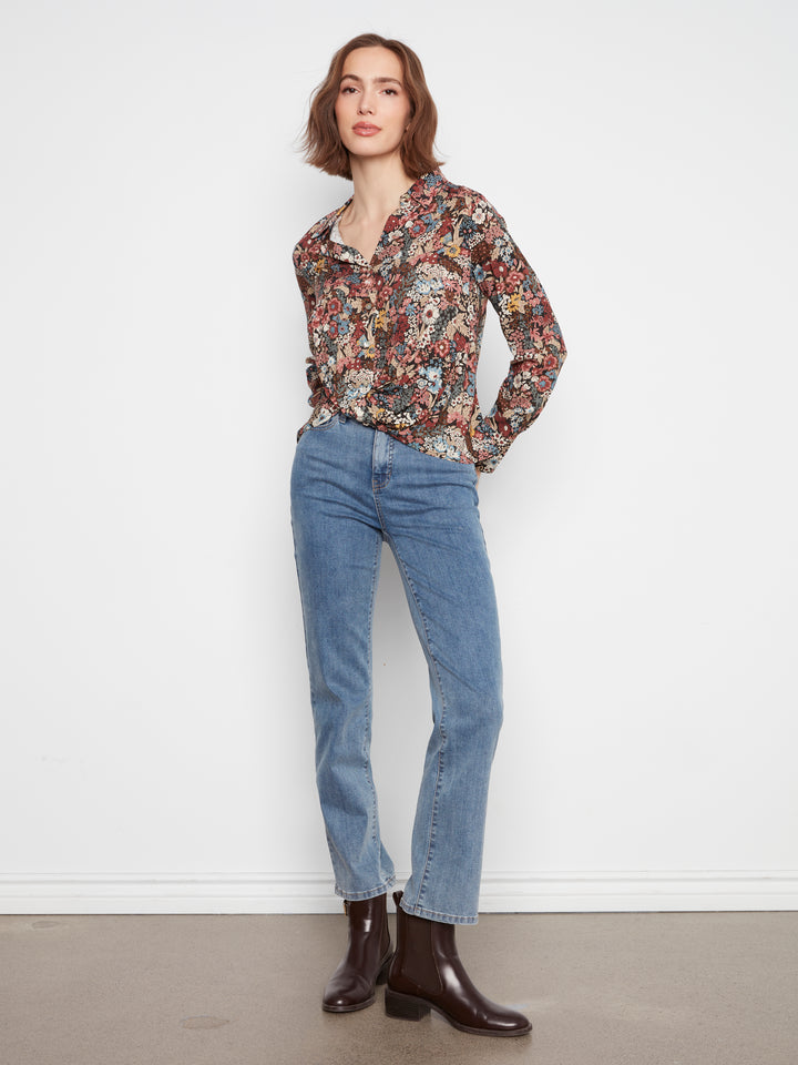 Long Sleeve Shirt with Twisted Front & Buttons
