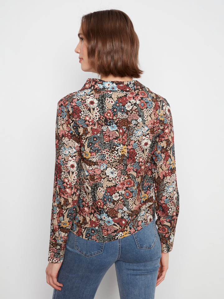 Long Sleeve Shirt with Twisted Front & Buttons