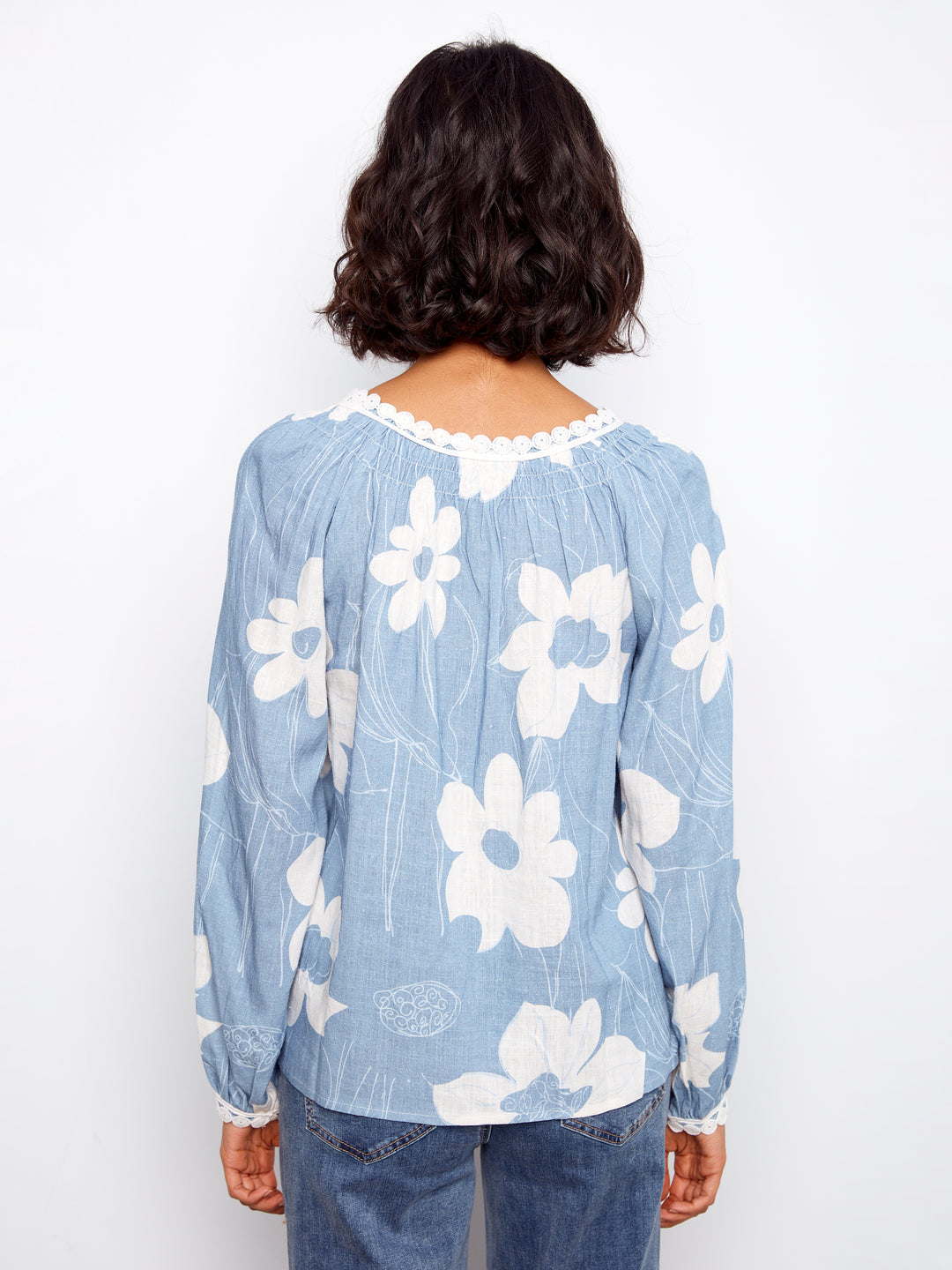 Printed Raglan Long Sleeve Blouse