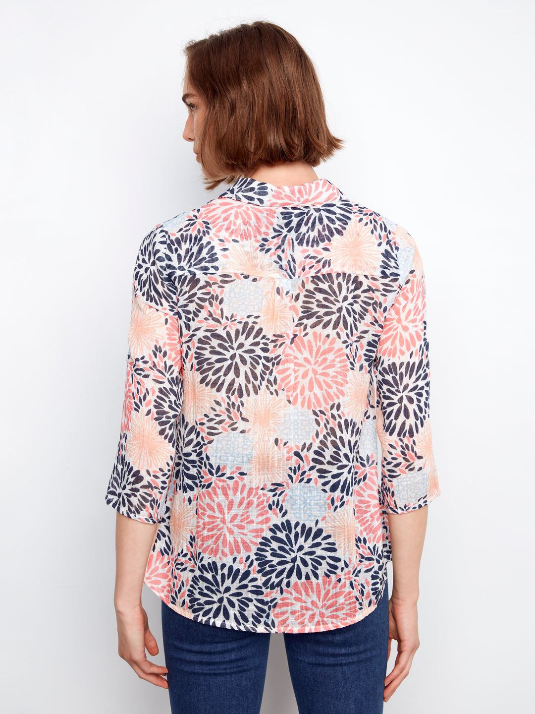 Printed Cotton Gauze Button-Up Shirt