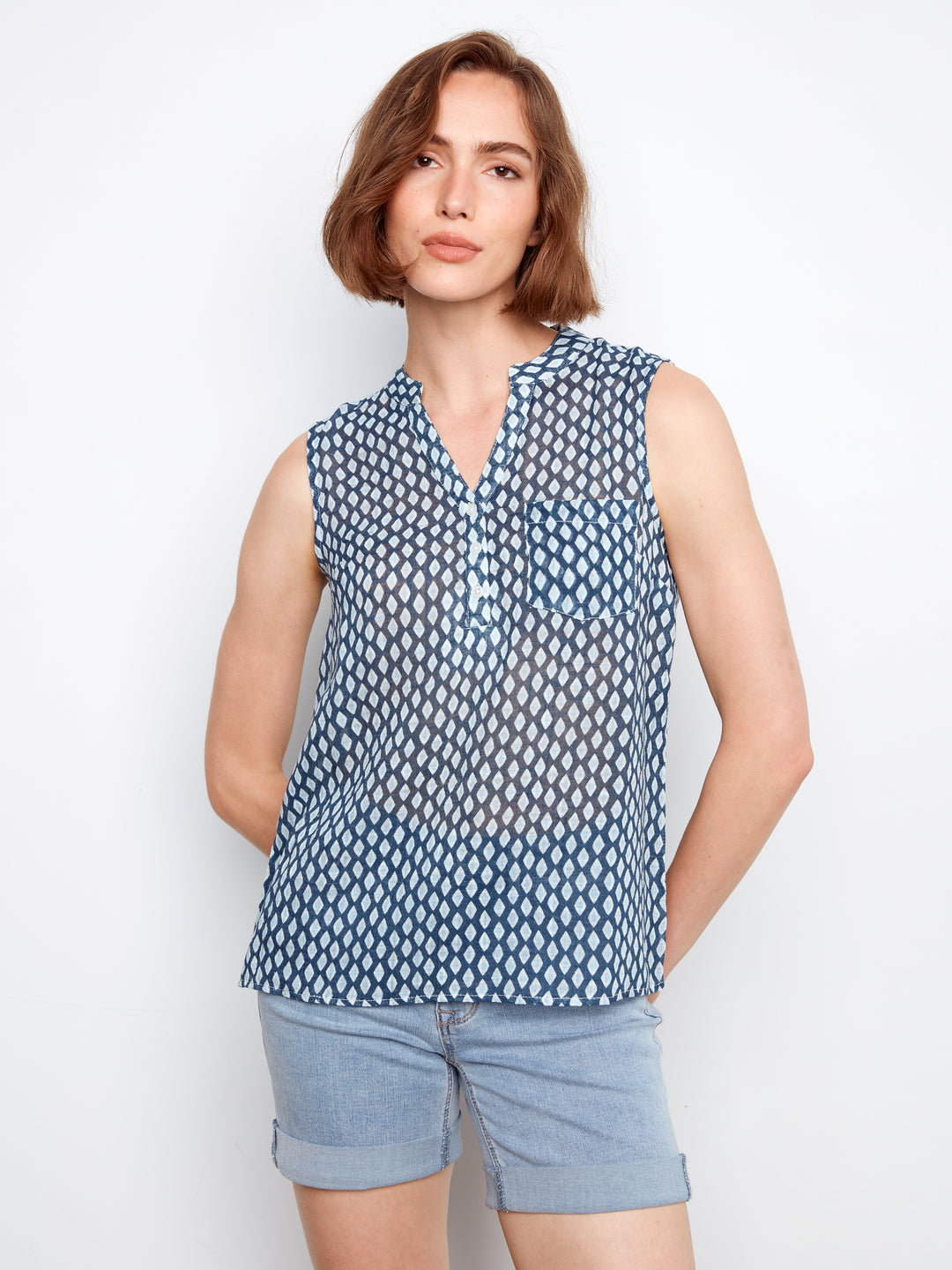 Cotton Gauze Sleeveless Blouse