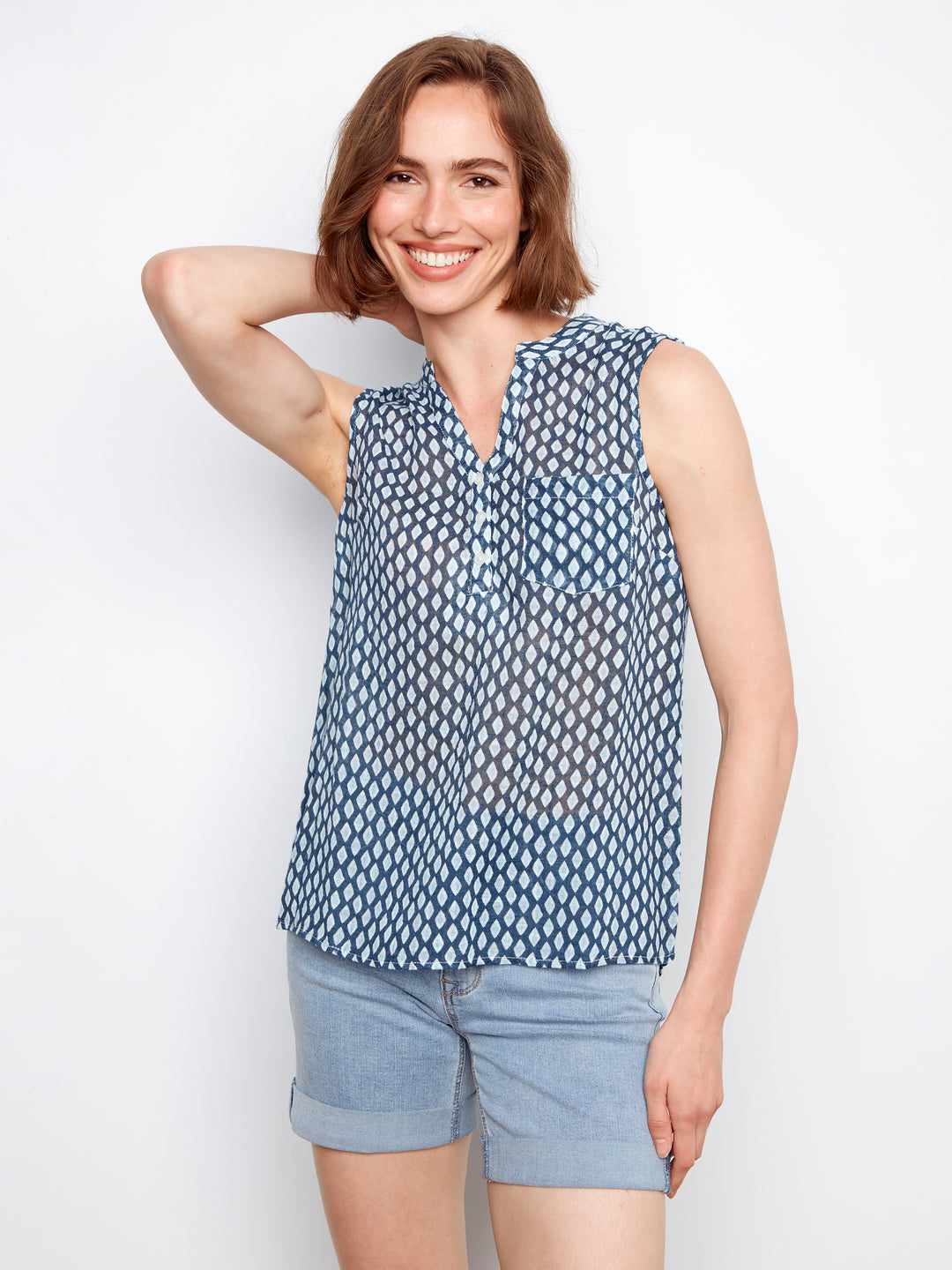 Cotton Gauze Sleeveless Blouse