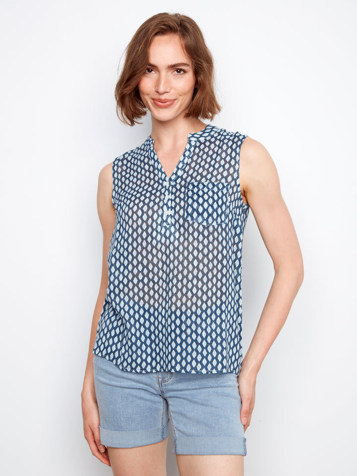 Cotton Gauze Sleeveless Blouse