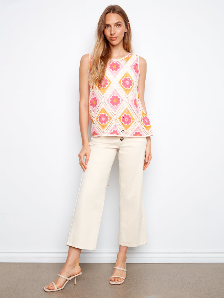 Flower Sleeveless Crochet Top