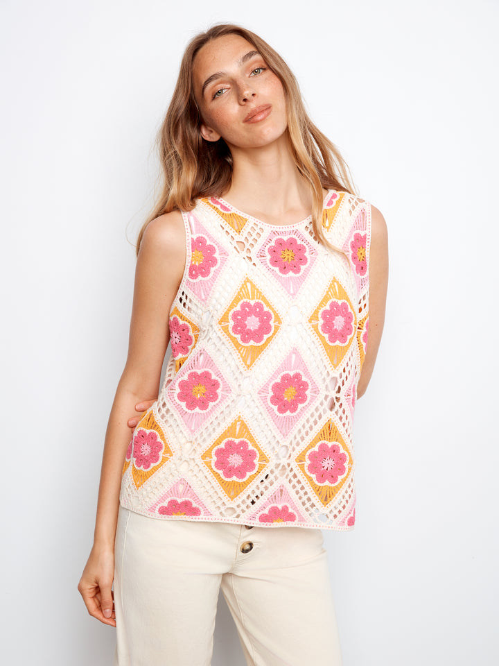 Flower Sleeveless Crochet Top