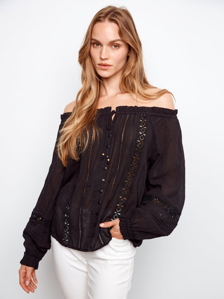 Cotton Voile Off The Shoulder Blouse