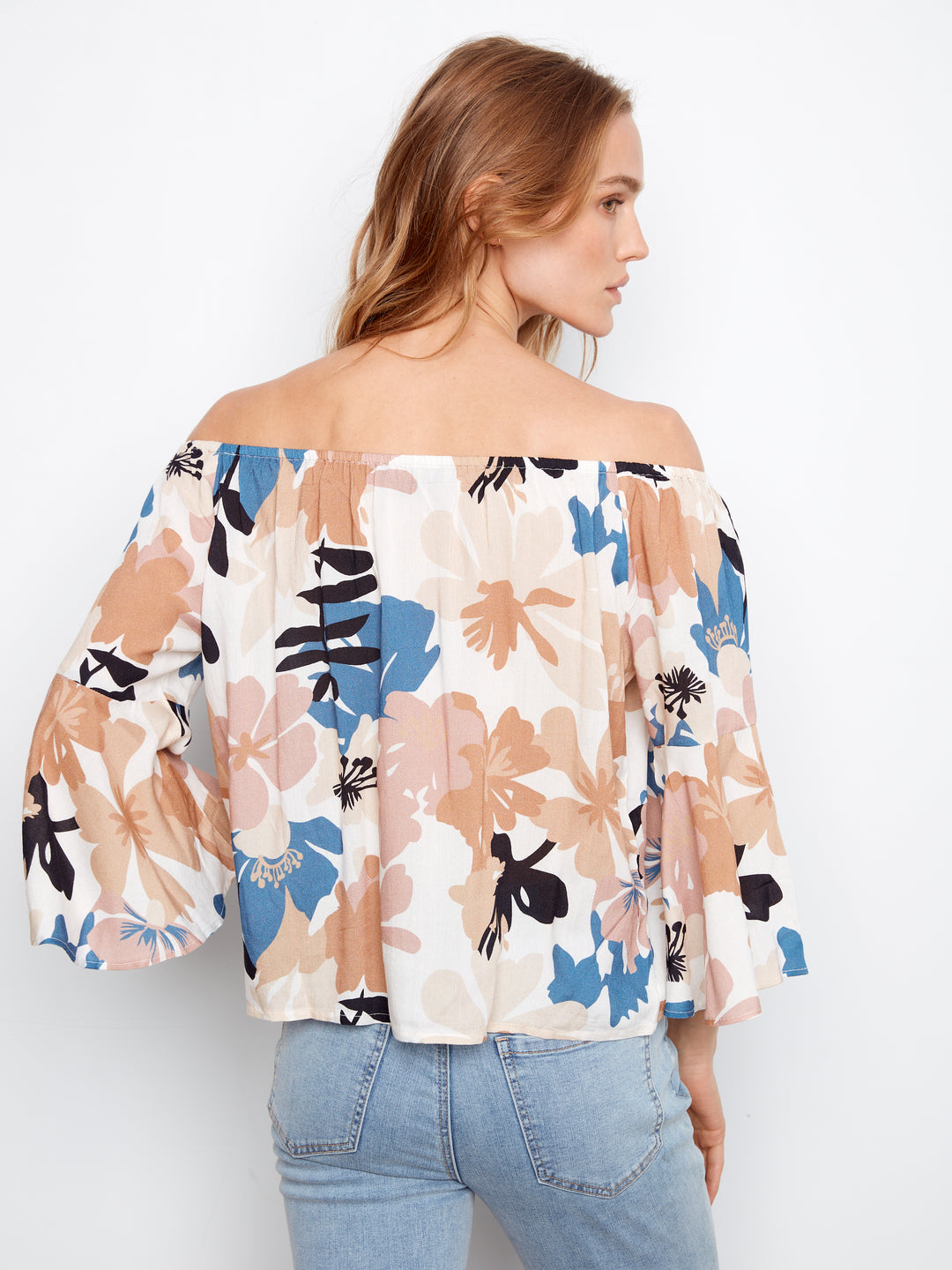 Printed 3/4 Sleeve Off Shoulder Blouse
