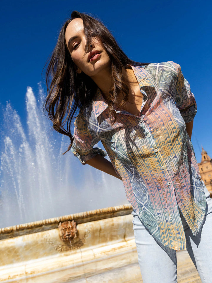 Foiled Printed Crinkle Blouse