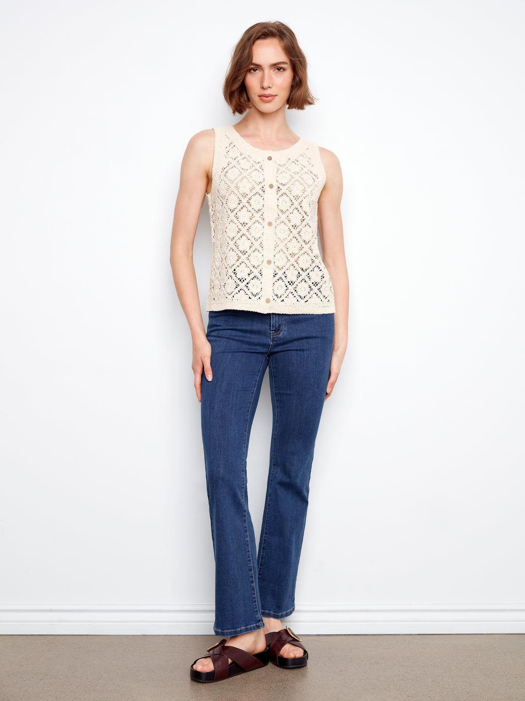 Crochet Button Up Sleeveless Vest