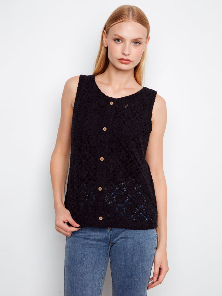 Crochet Button Up Sleeveless Vest