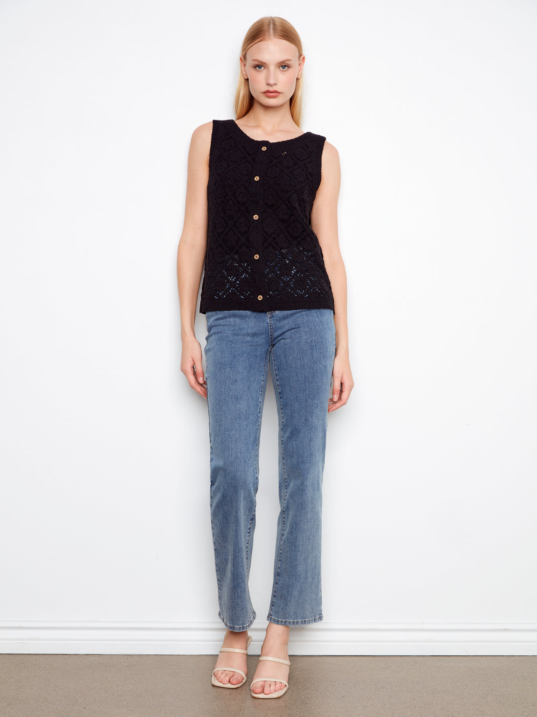 Crochet Button Up Sleeveless Vest