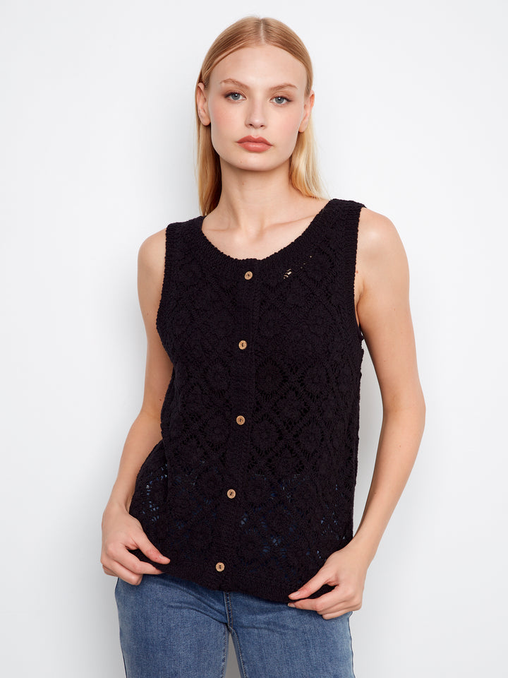 Crochet Button Up Sleeveless Vest