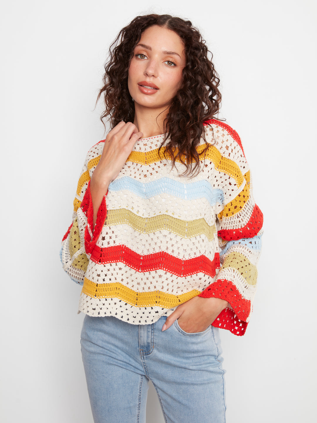 3/4 Sleeve Crochet Top