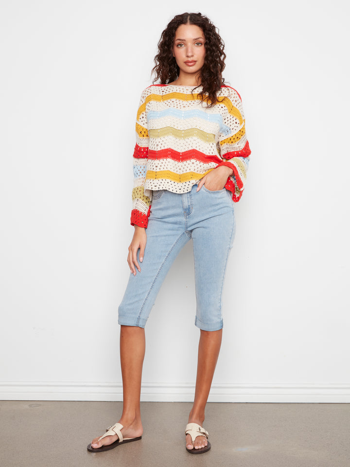 3/4 Sleeve Crochet Top