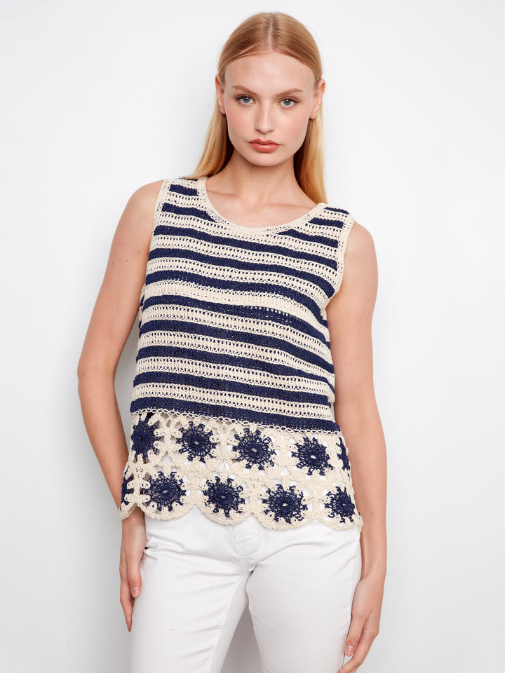 Contrast Sleeveless Crochet Top