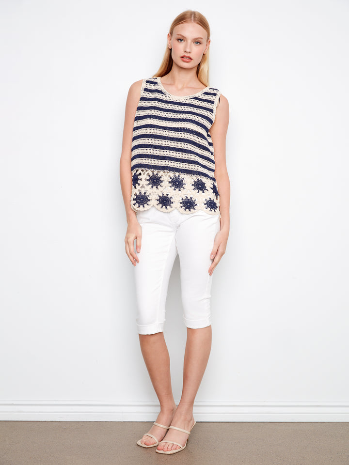 Contrast Sleeveless Crochet Top