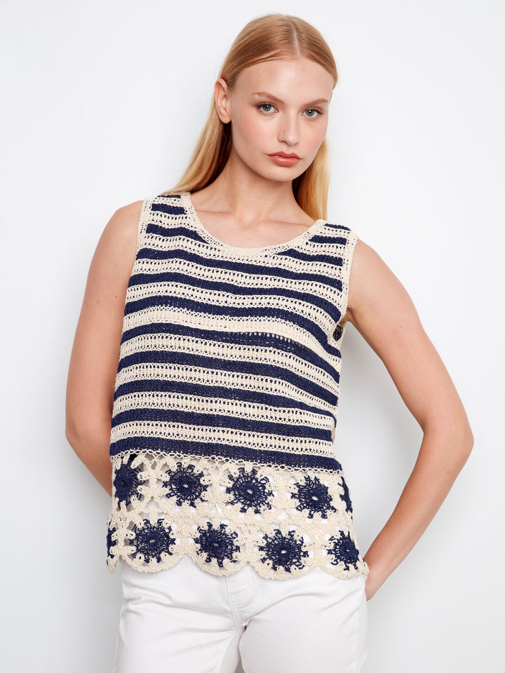 Contrast Sleeveless Crochet Top