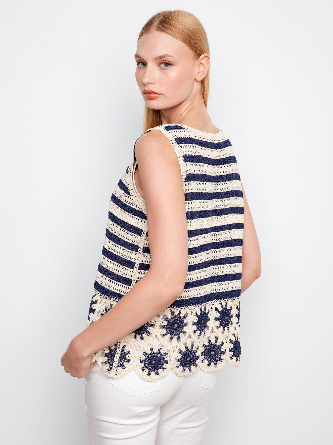 Contrast Sleeveless Crochet Top