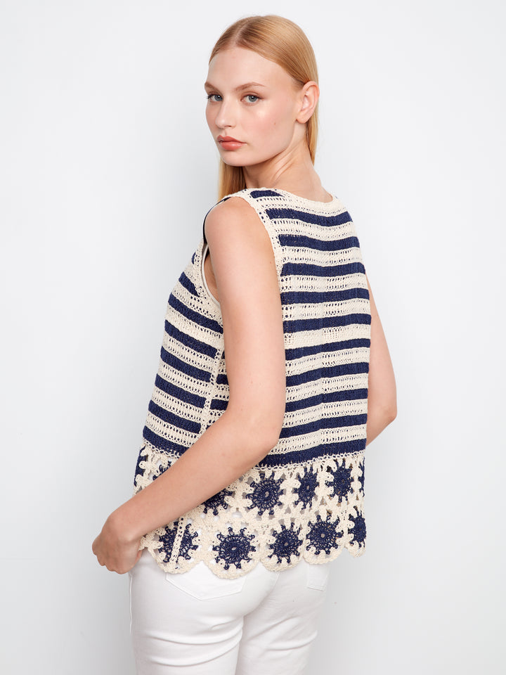 Contrast Sleeveless Crochet Top