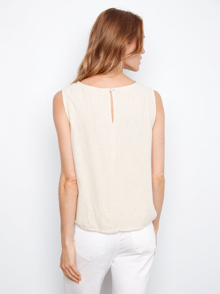 Sleeveless Top With Drawcord At Hem