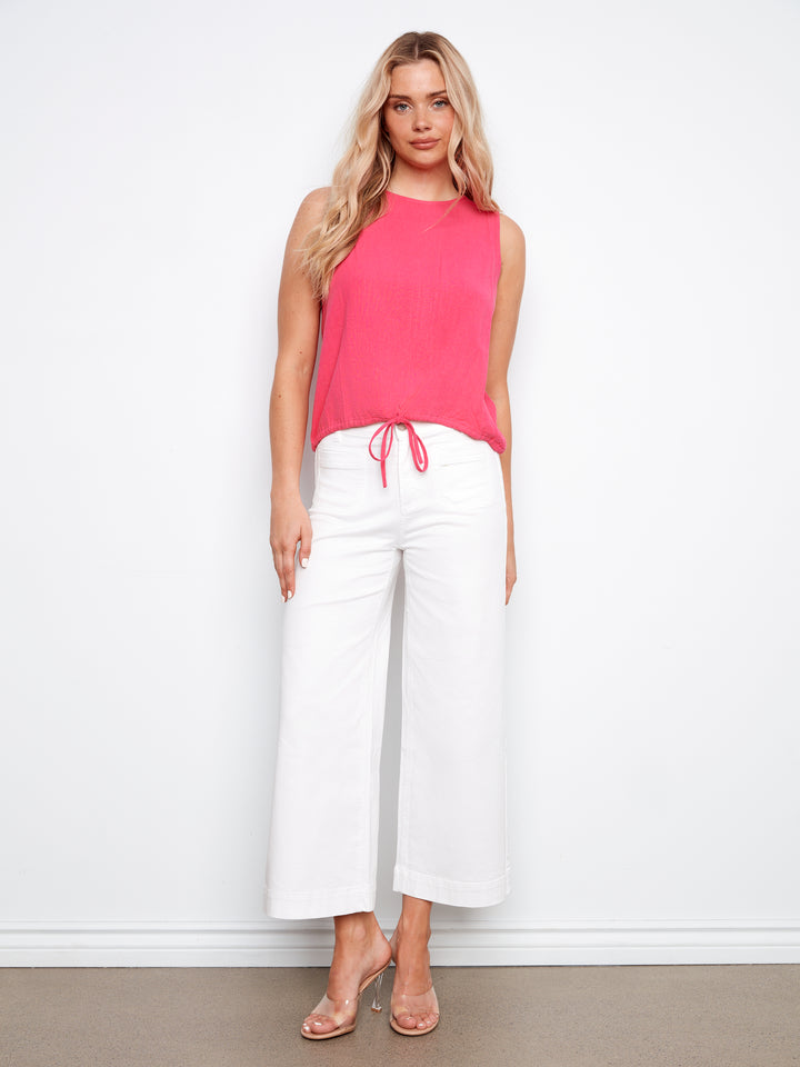Sleeveless Top With Drawcord At Hem