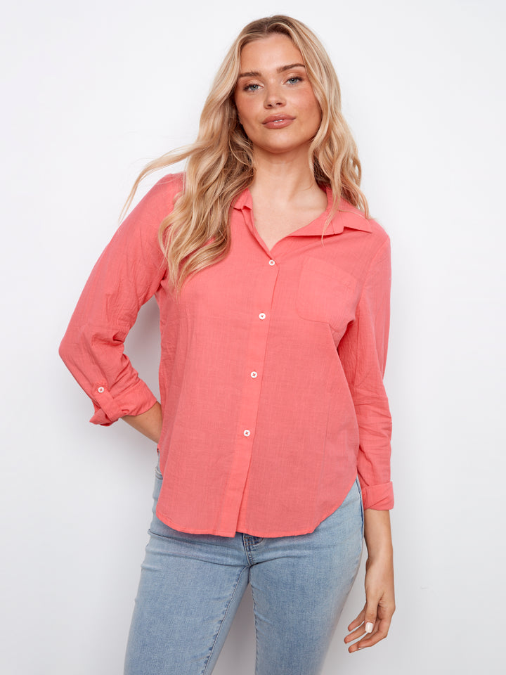Rolled Up Sleeve Blouse
