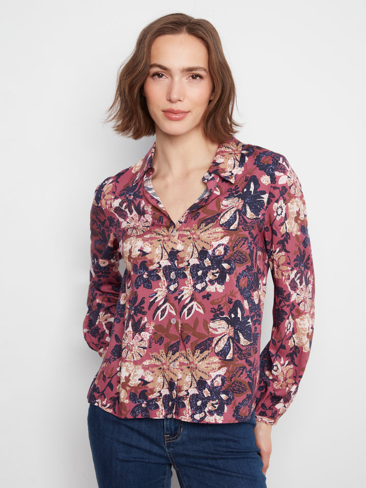 Printed Collared Blouse