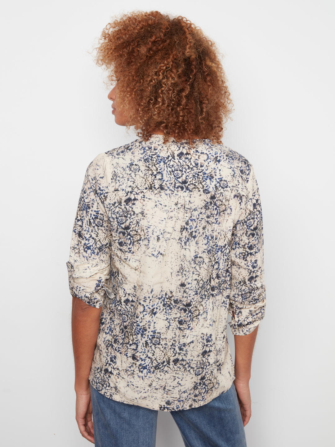 Printed Viscose Roll Up Sleeve Blouse