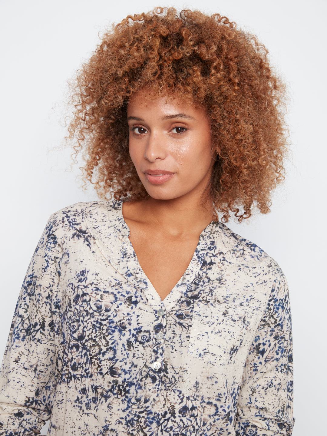 Printed Viscose Roll Up Sleeve Blouse