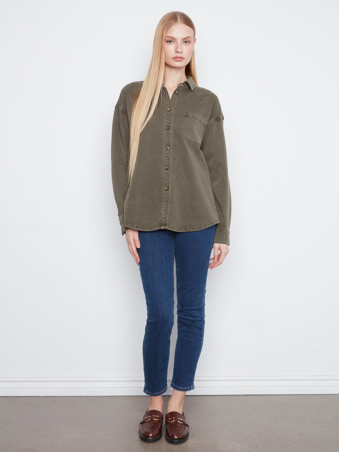 Smooth Twill Long Sleeve Overshirt
