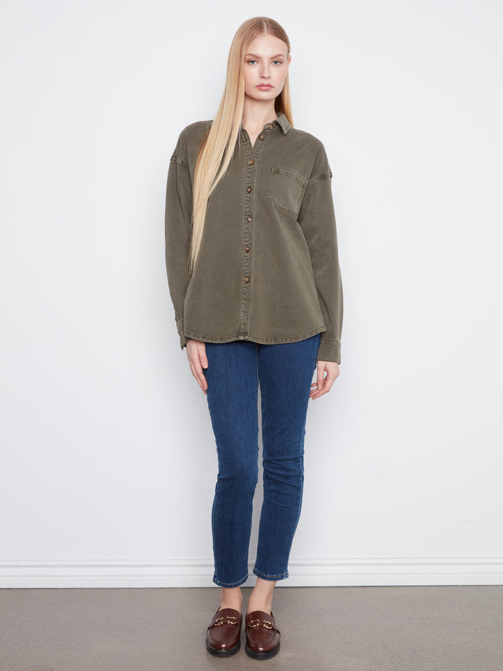 Smooth Twill Long Sleeve Overshirt
