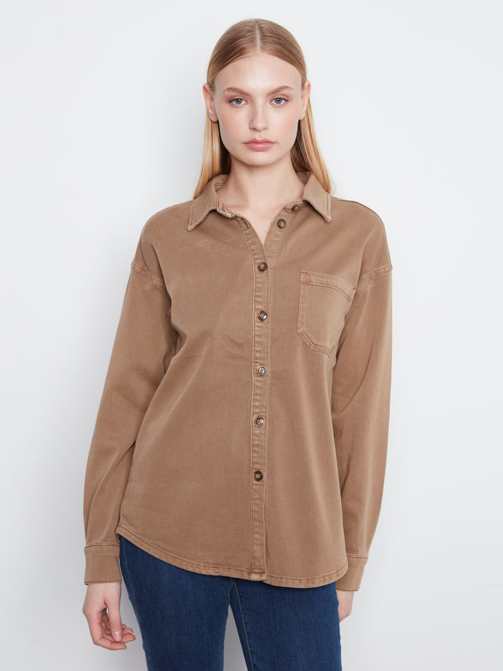 Smooth Twill Long Sleeve Overshirt