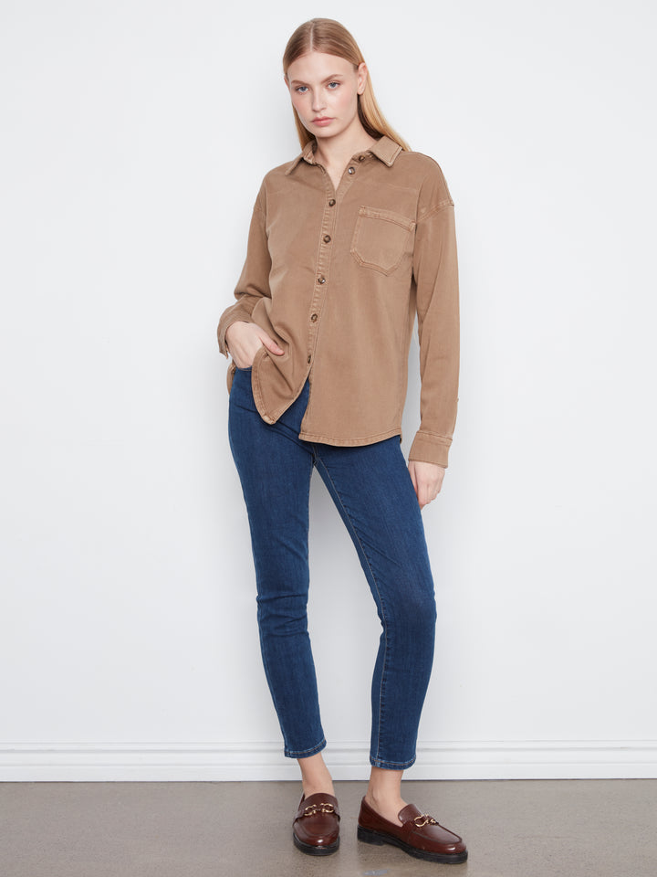 Smooth Twill Long Sleeve Overshirt