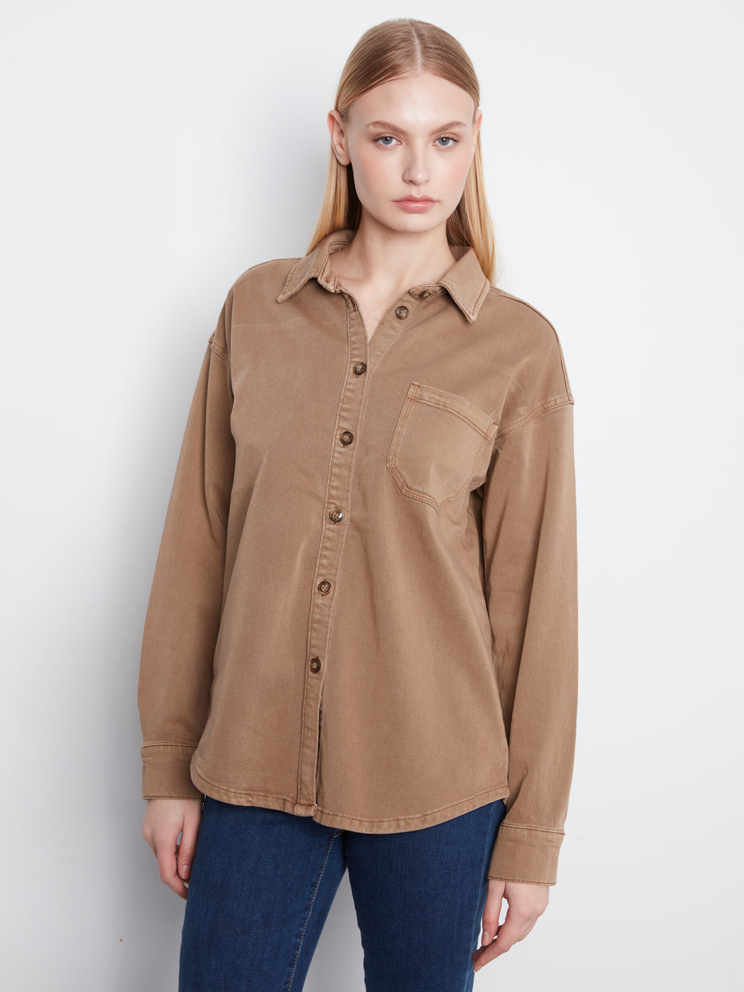Smooth Twill Long Sleeve Overshirt