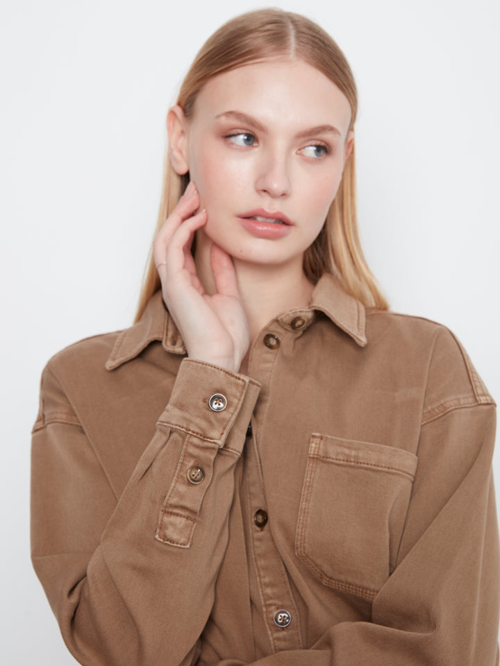 Smooth Twill Long Sleeve Overshirt
