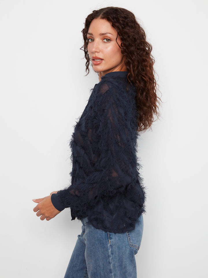 Long Sleeve Button-down Blouse