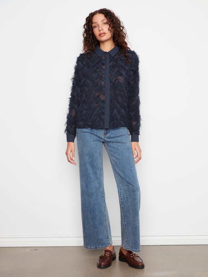 Long Sleeve Button-down Blouse