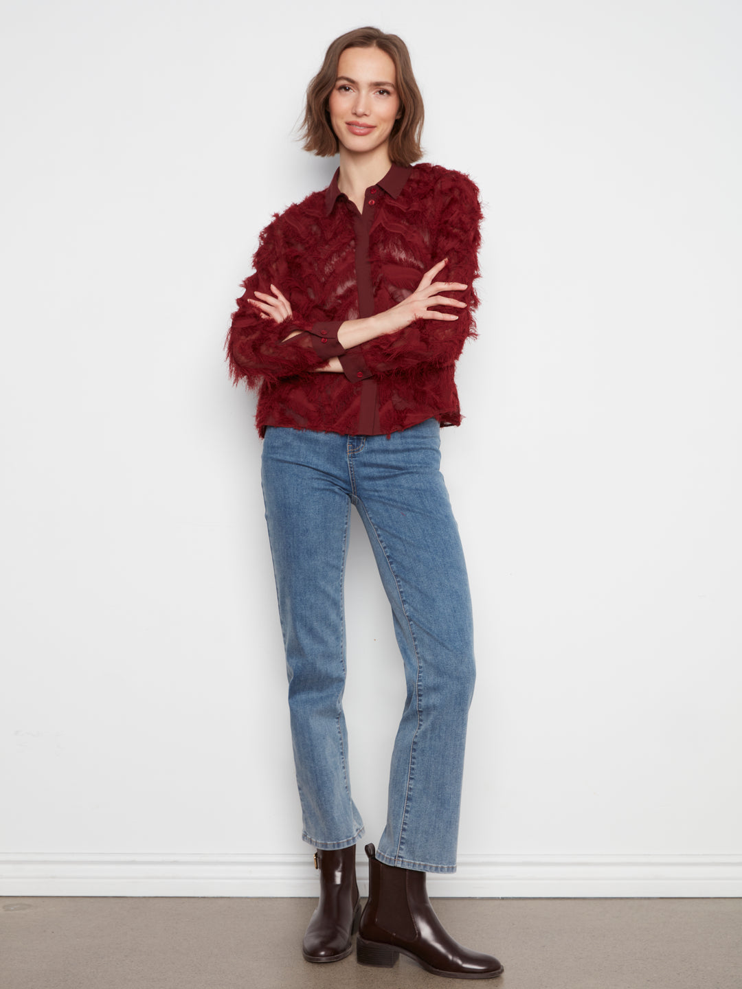 Long Sleeve Button-down Blouse
