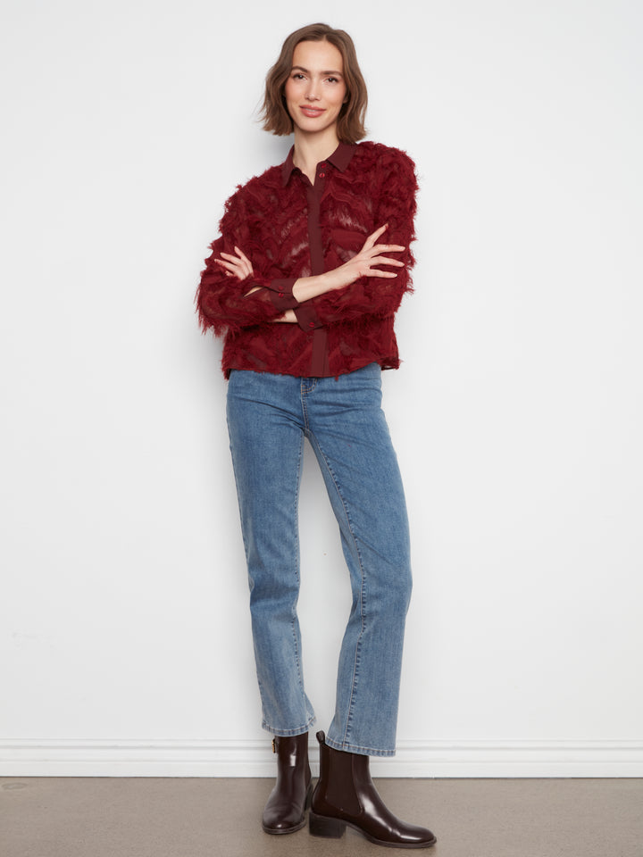 Long Sleeve Button-down Blouse