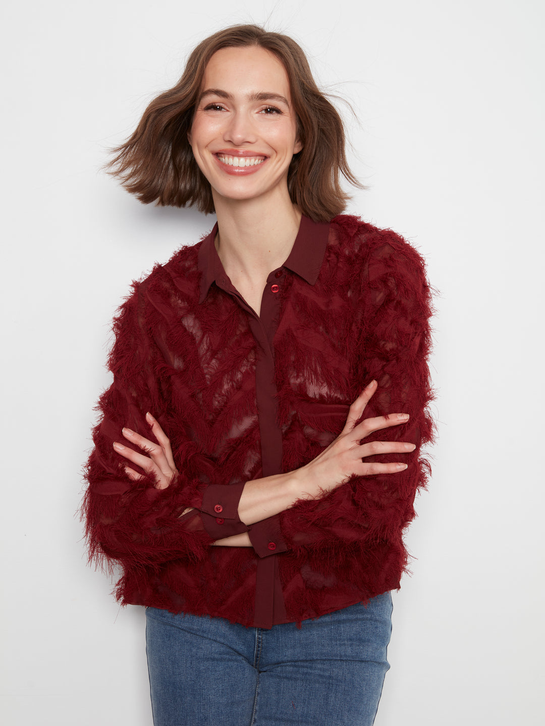 Long Sleeve Button-down Blouse
