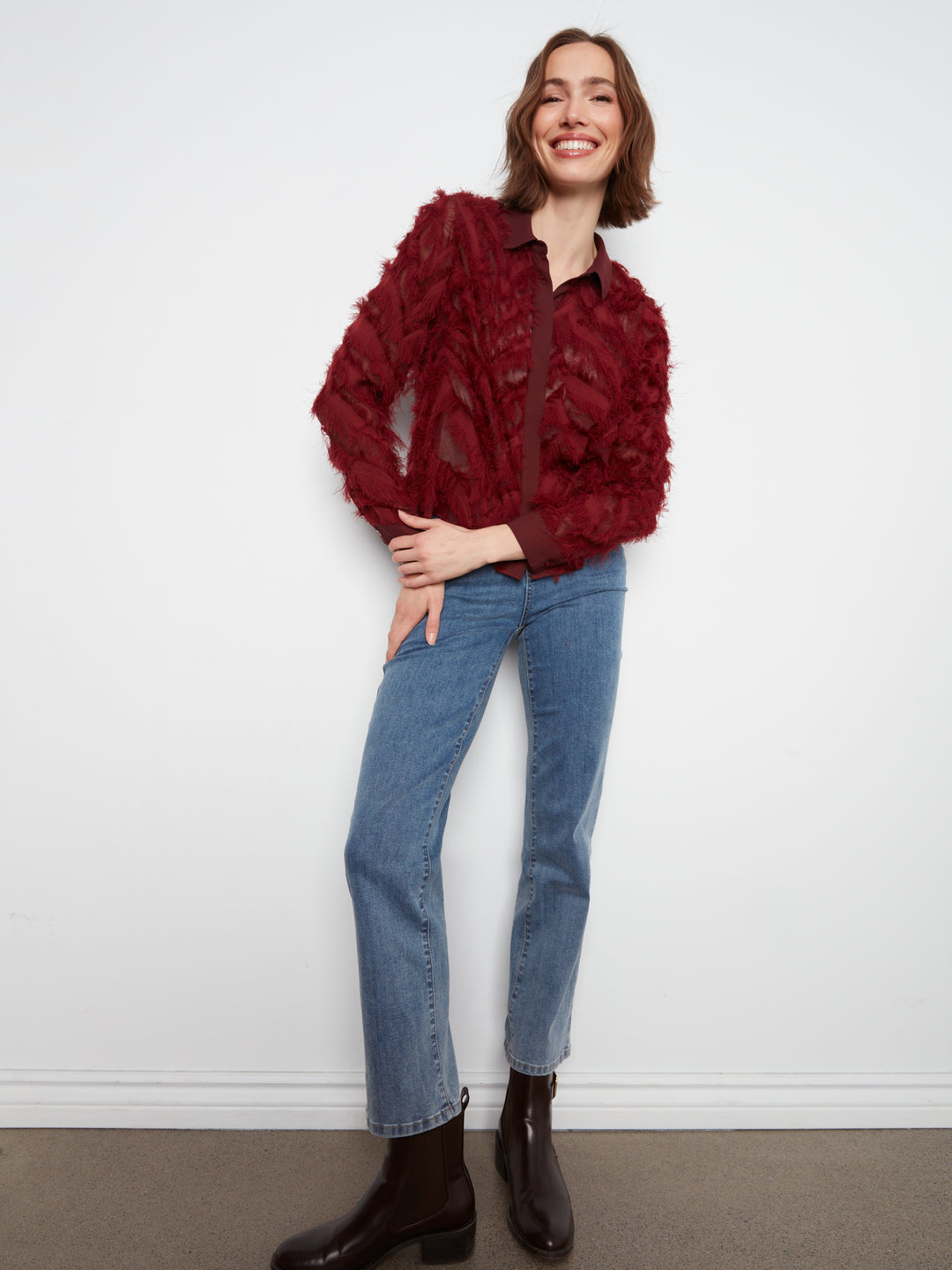 Long Sleeve Button-down Blouse