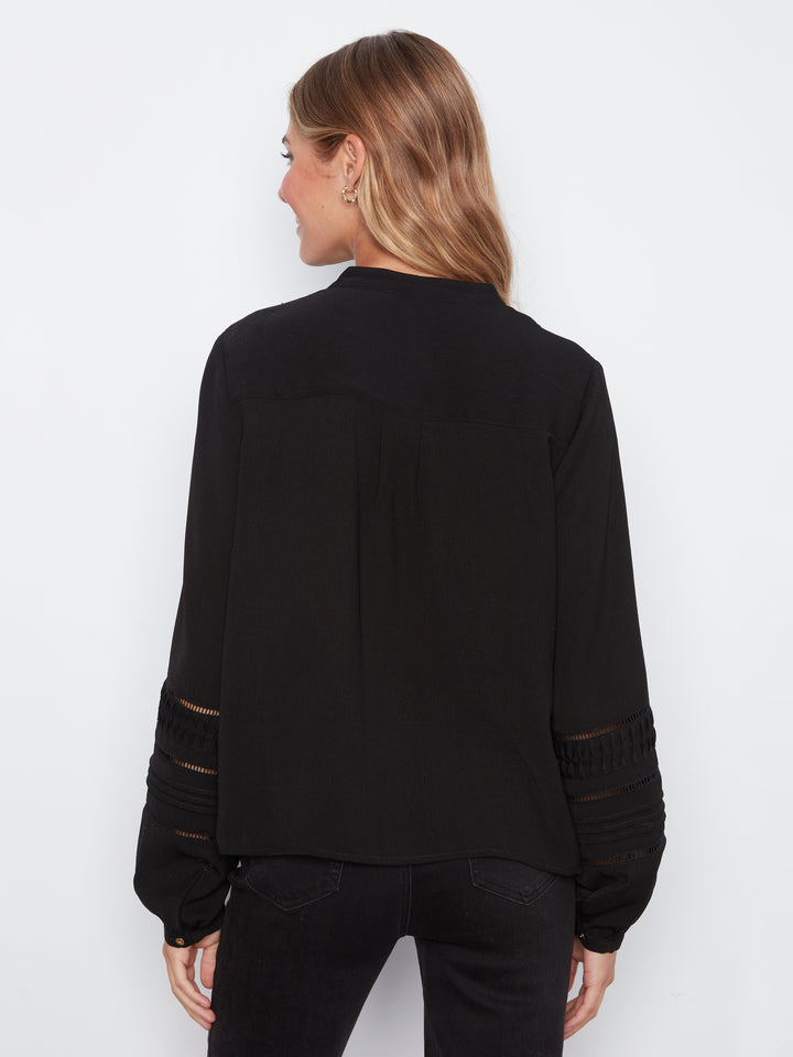 Textured Crepe Long Sleeve Blouse