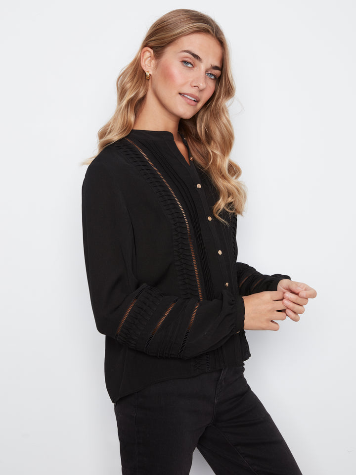Textured Crepe Long Sleeve Blouse