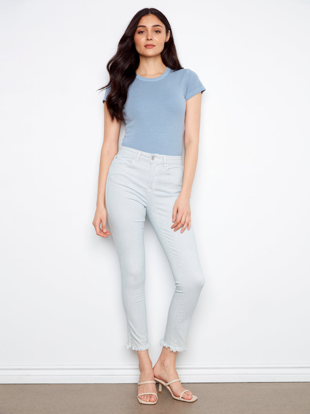 Yarn Dye Mini Stripes Stretch Twill Slim Leg Pant